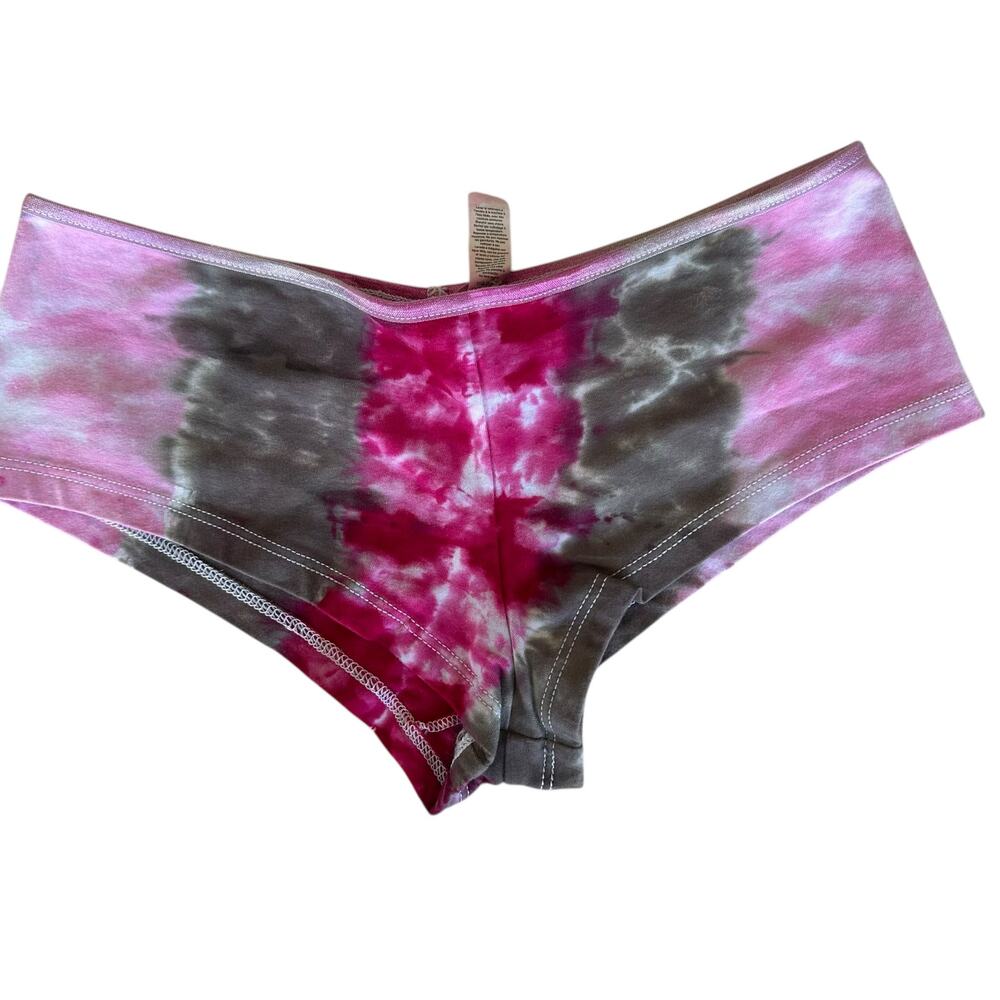 Womens Boy Short Panties Size Juniors XL Handmade Tie Dye Pink Grey Brand New